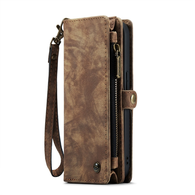 For iPhone 13 Pro Max CaseMe-008 Detachable Multifunctional Horizontal Flip Leather Case with Card Slot & Holder & Zipper Wallet & Photo Frame (Brown)