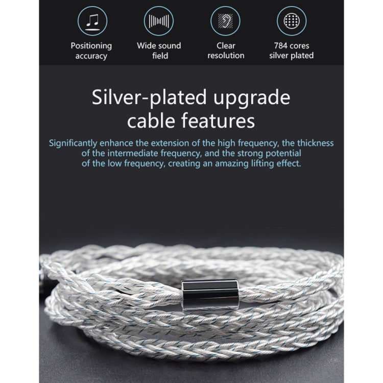 KZ 3.5mm Plug 784-core Blue Silver Mixed Braided Silver-plated Earphone Upgrade Cable For KZ ZS10 Pro / DQ6 / ASX, Cable Length: 1.2m(C Style) - free shipping - PMC Jewellery - Order now!