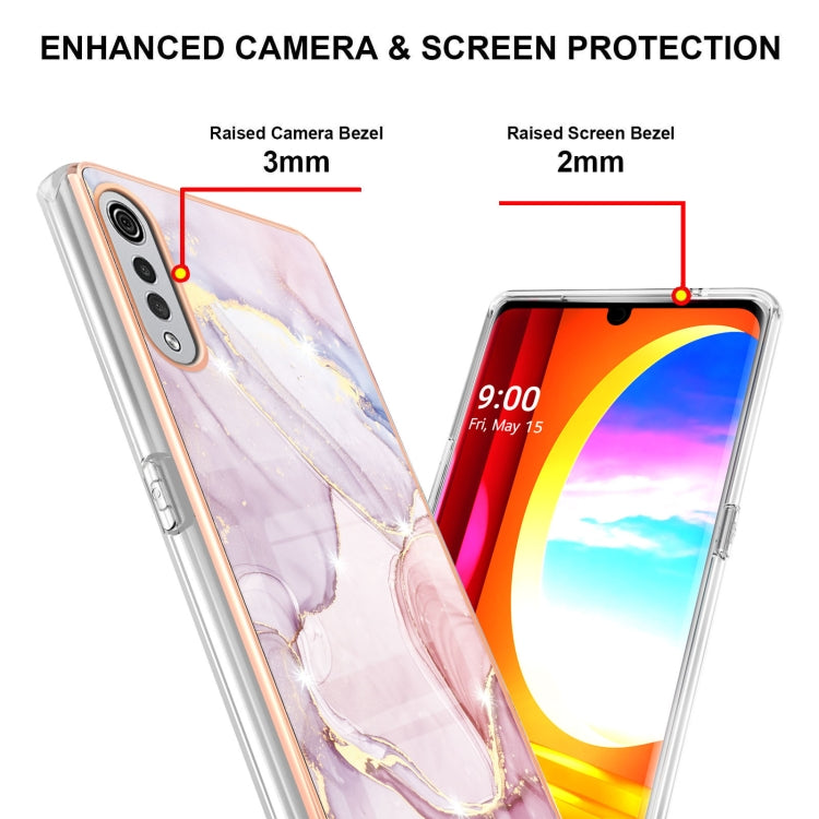For LG Velvet 5G / 4G Electroplating Marble Pattern Dual-side IMD TPU Shockproof Case(Rose Gold 005) - LG by PMC Jewellery | Online Shopping South Africa | PMC Jewellery | Buy Now Pay Later Mobicred