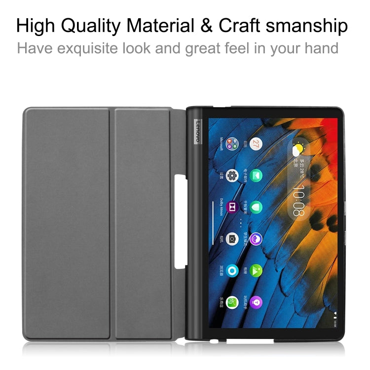 For Lenovo Yoga Smart Tab Custer Texture Horizontal Flip Leather Case with Two-folding Holder(Black) - For Lenovo by PMC TechLife | Online Shopping South Africa | PMC TechLife