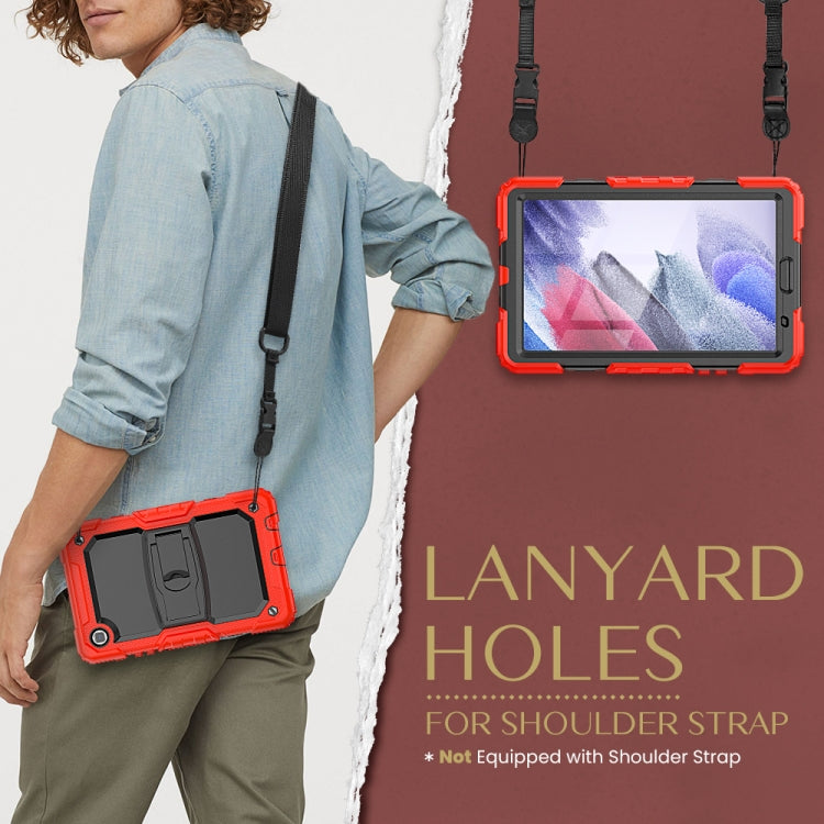 Shockproof Colorful Silica Gel + PC Protective Case with Holder & Shoulder Strap For Samsung Galaxy A7 Lite T220 / T225(Red)