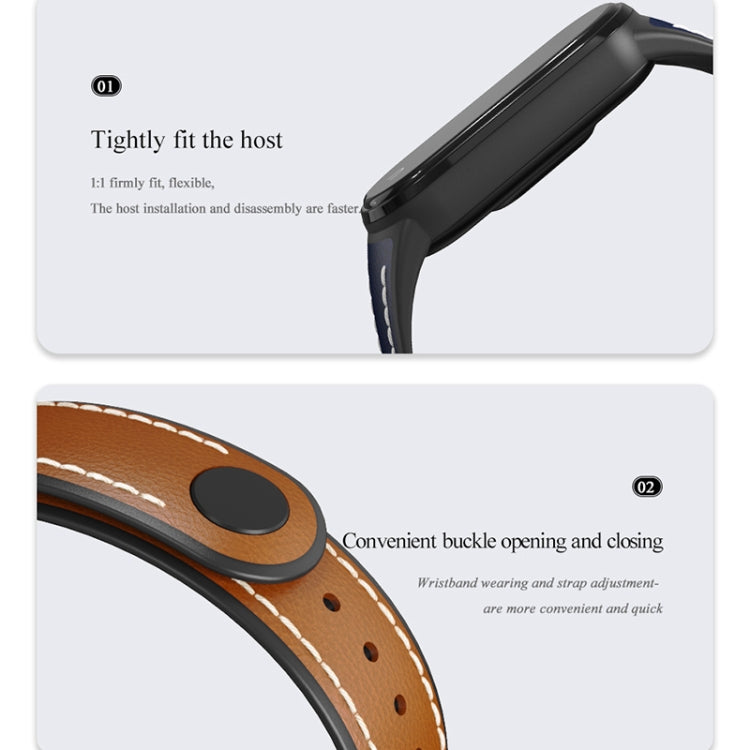 For Xiaomi Mi Band 5/6/7 MIJOBS TPU + Leather Watch Band(Blue+White) - Watch Bands by MIJOBS