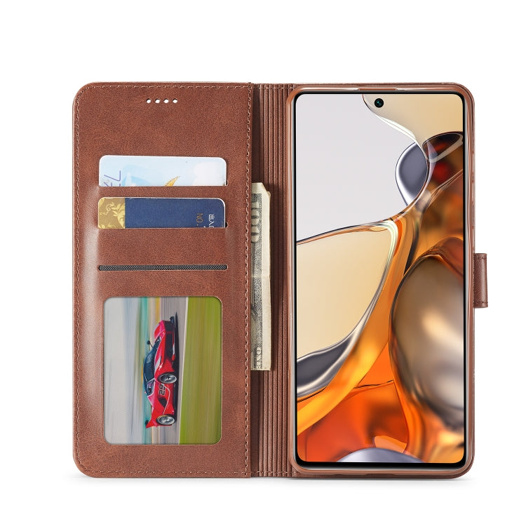 For Xiaomi Mi 11T / 11T Pro LC.IMEEKE Calf Texture Horizontal Flip Phone Leather Case with Holder & Card Slots & Wallet(Brown)