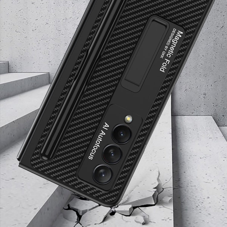 For Samsung Galaxy Z Fold3 5G GKK Ultra-thin PC + PU Phone Flip Case with Holder & Pen Slot(Cross Texture) - Galaxy Phone Cases by GKK | Online Shopping South Africa | PMC TechLife | Buy Now Pay Later Mobicred