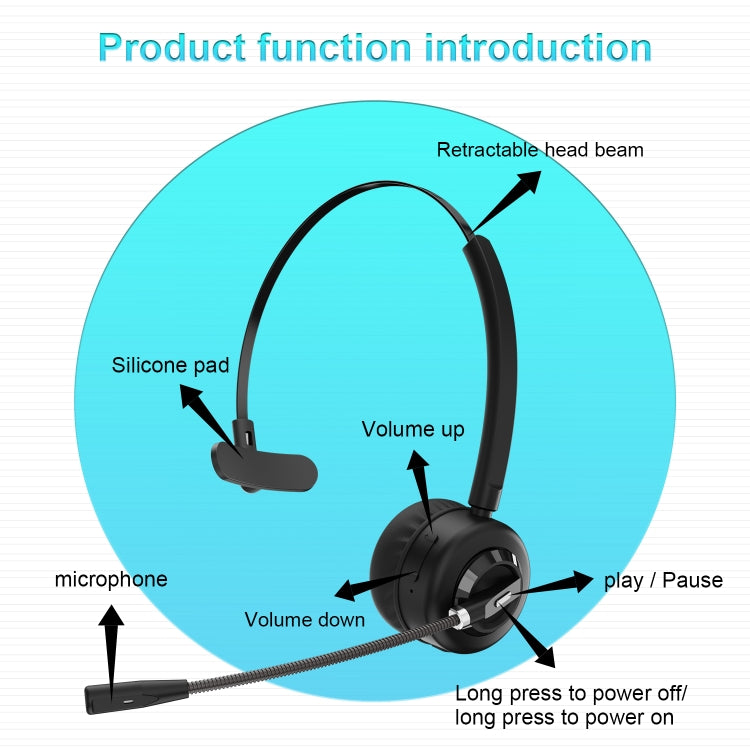 Anivia A8 Bluetooth Telephone Headset with Noise-cancelling Microphone(Black) - free shipping - PMC Jewellery - Order now!