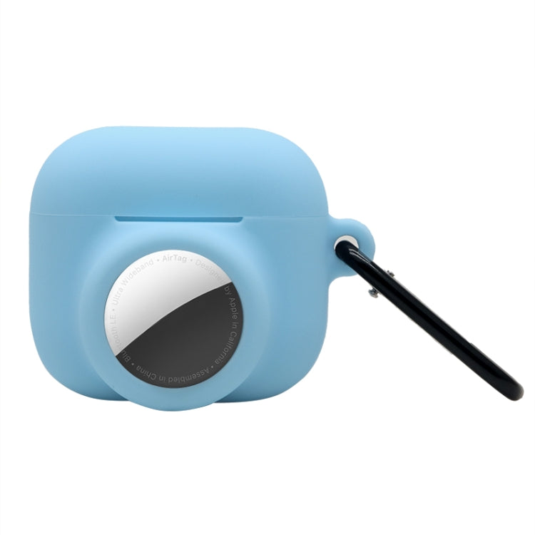 2 in 1 Shockproof Full Coverage Silicone Protective Case For AirPods 3 / AirTag(Blue)