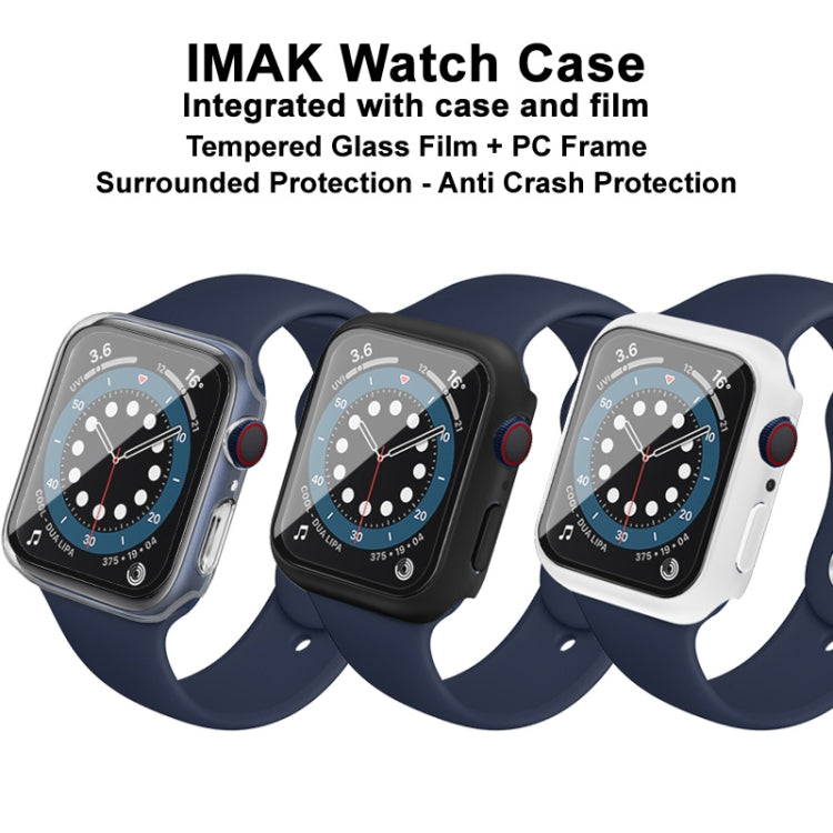 IMAK Shockproof PC Protective Case with Tempered Glass Film For Apple Watch Series 6 & SE & 5 & 4 44mm(Black) - Watch Cases by imak