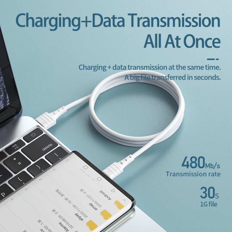 REMAX RC-179m 2.4A Micro USB High Elastic TPE Fast Charging Data Cable, Length: 1m(White)