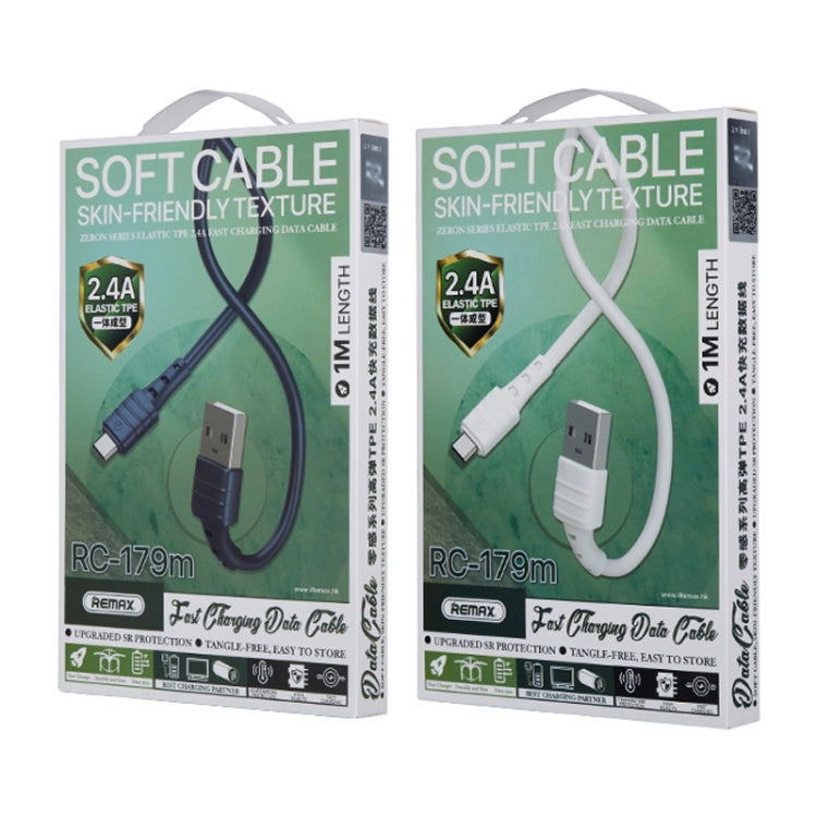 REMAX RC-179m 2.4A Micro USB High Elastic TPE Fast Charging Data Cable, Length: 1m(Blue) - Micro USB Cable by REMAX | Online Shopping South Africa | PMC TechLife | Buy Now Pay Later Mobicred