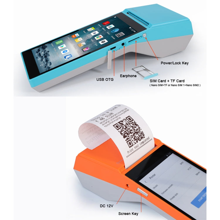 SGT-SP01 5.5 inch HD Screen Handheld POS Receipt Printer, Basic Version, EU Plug(Blue)
