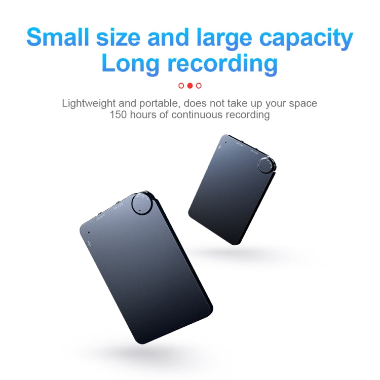 K2 Portable Ultra-thin Card Voice Recorder, Capacity:4GB(Black)