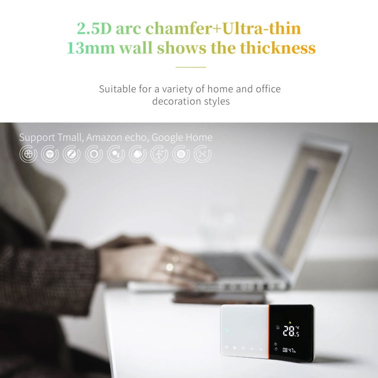 BHT-005-GCLW 220V AC 3A Smart Home Heating Thermostat for EU Box, Control Boiler Heating with Only Internal Sensor & WIFI Connection
