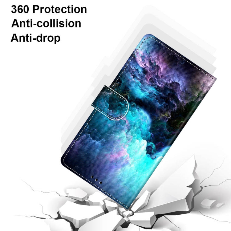 For Samsung Galaxy A13 4G Coloured Drawing Cross Texture Horizontal Flip Leather Phone Case with Holder & Card Slots & Wallet & Lanyard(Colorful Clouds)