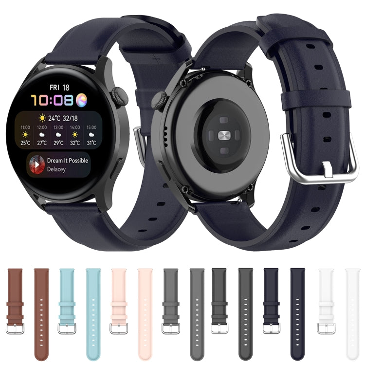 For Huawei Watch GT 3 46mm/GT Runner 22mm Round Tail Leather Watch Band(Grey)