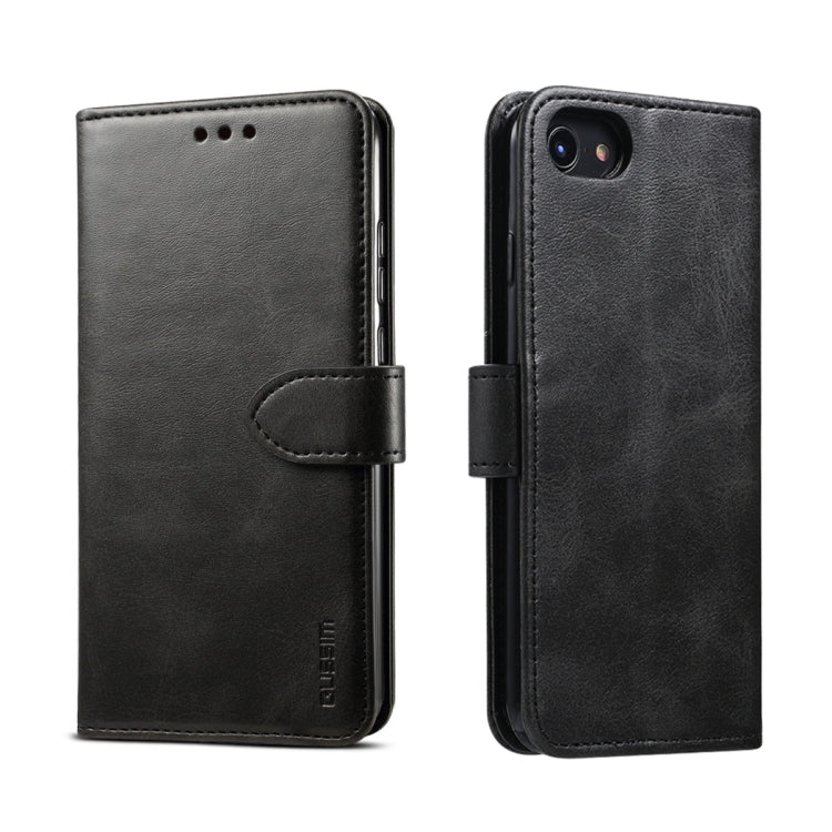For iPhone 8 / 7 GUSSIM Magnetic Horizontal Flip Leather Case with Holder & Card Slots & & Wallet(Black)