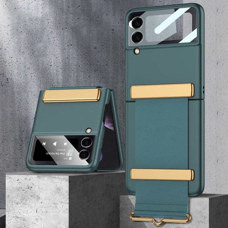 For Samsung Galaxy Z Flip3 5G GKK Ultra-thin Full Coverage Phone Case with Wristband(Green)