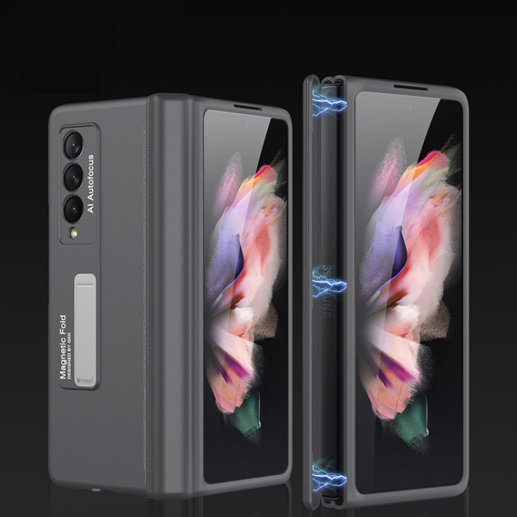 For Samsung Galaxy Z Fold3 5G GKK Magnetic Full Coverage Phone Flip Case with Holder(Grey)