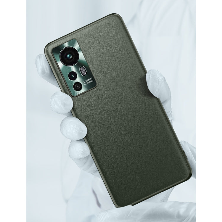 For Xiaomi Mi 12 Ultra 5G Plain Skin Leather Phone Case(Cyan)