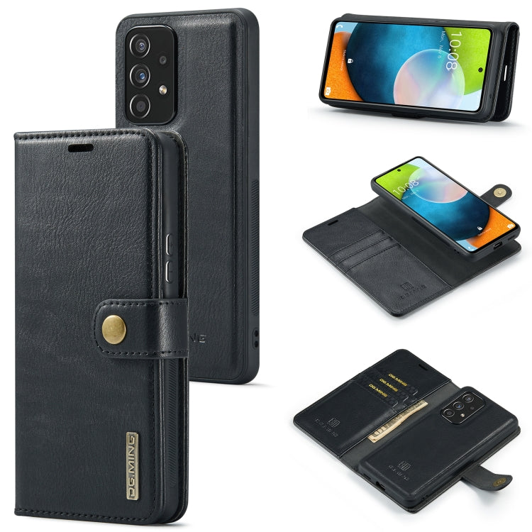 For Samsung Galaxy A53 5G DG.MING Crazy Horse Texture Detachable Magnetic Leather Phone Case(Black)
