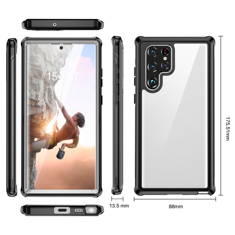 For Samsung Galaxy S22 Ultra 5G RedPepper Transparent Dot Shockproof Waterproof PC + TPU Phone Case(Black) - Galaxy S22 Ultra 5G Cases by RedPepper | Online Shopping South Africa | PMC Jewellery | Buy Now Pay Later Mobicred