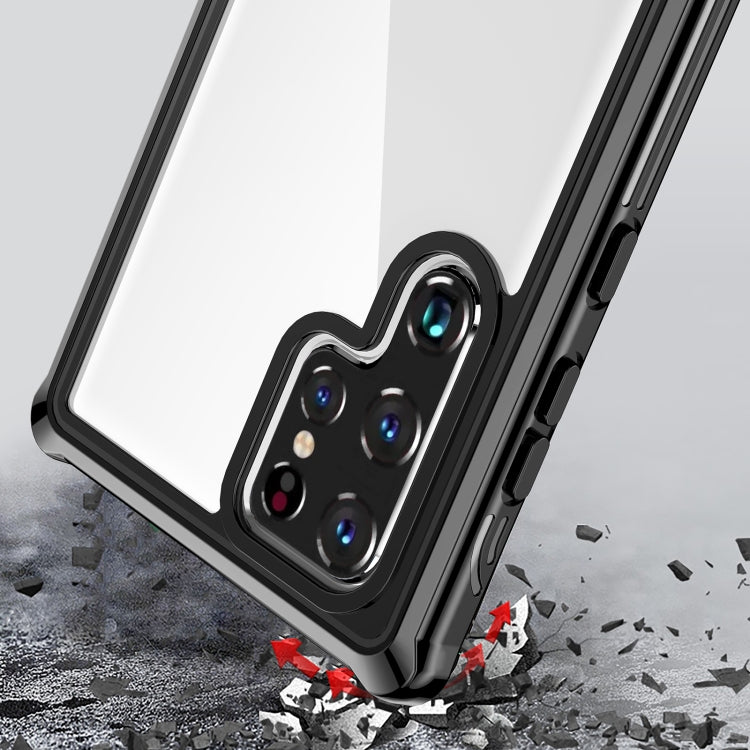 For Samsung Galaxy S22 Ultra 5G RedPepper Transparent Dot Shockproof Waterproof PC + TPU Phone Case(Black) - Galaxy S22 Ultra 5G Cases by RedPepper | Online Shopping South Africa | PMC Jewellery | Buy Now Pay Later Mobicred