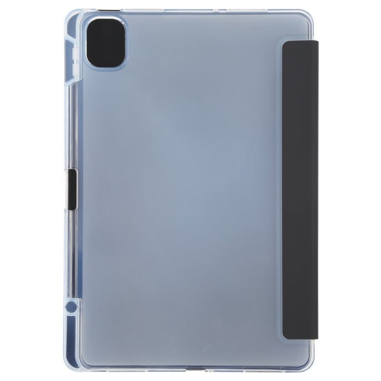 For Xiaomi Mi Pad 5 Pen Slot Transparent Back Cover Leather Tablet Case(Black)