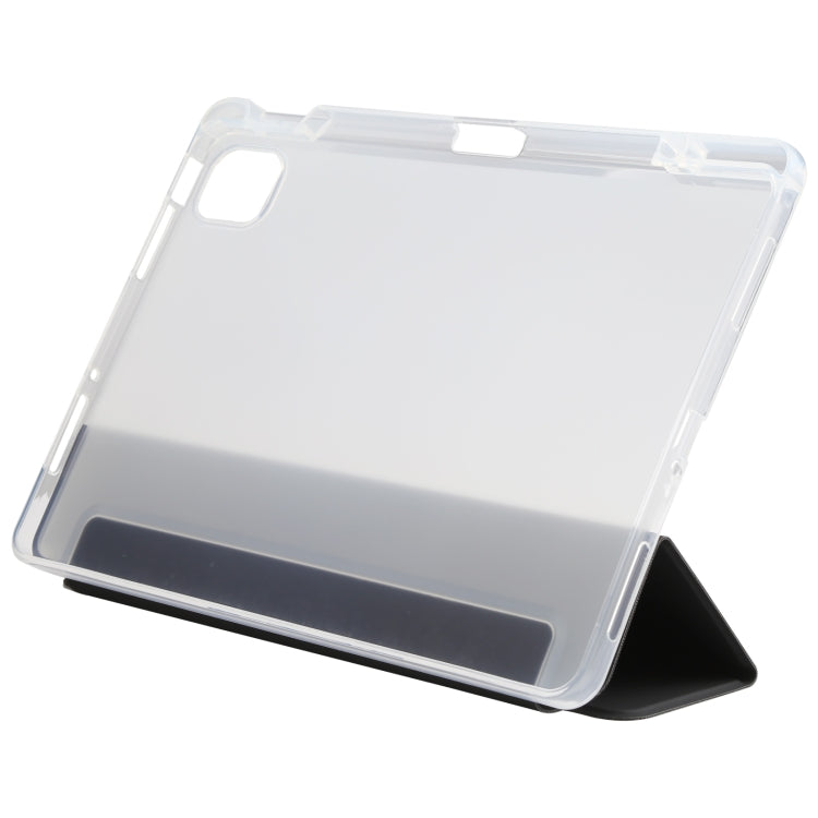 For Xiaomi Mi Pad 5 Pen Slot Transparent Back Cover Leather Tablet Case(Black)