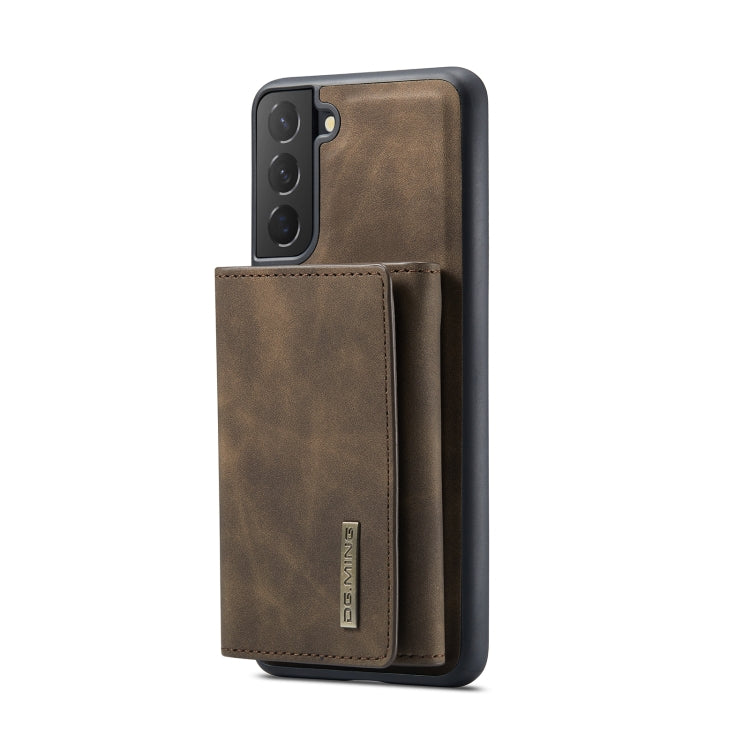 For Samsung Galaxy S22 5G DG.MING M1 Series 3-Fold Multi Card Wallet Phone Case(Coffee)