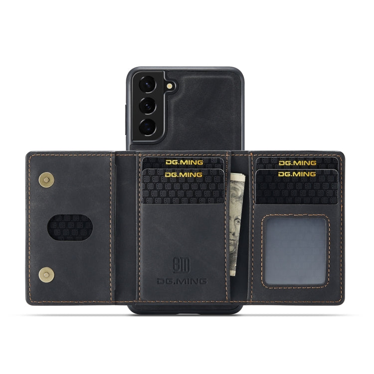 For Samsung Galaxy S22 5G DG.MING M2 Series 3-Fold Multi Card Bag Back Cover Phone Case(Black)