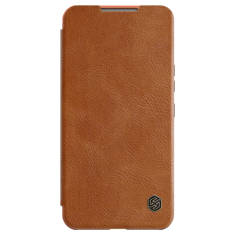 For Samsung Galaxy S22+ 5G NILLKIN QIN Series Pro Sliding Camera Cover Design Leather Phone Case(Brown)
