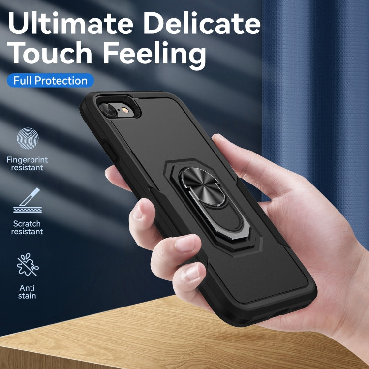 For iPhone SE 2022 / SE 2020 / 8 / 7 Pioneer Armor Heavy Duty PC + TPU Holder Phone Case(Black)