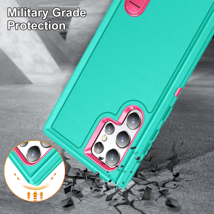 For Samsung Galaxy S22 Ultra 5G 3 in 1 Rugged Holder Phone Case(Blue+Pink) - free shipping - PMC TechLife - Order now!