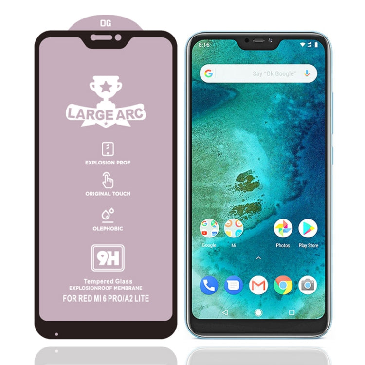 25 PCS 9H HD Large Arc High Alumina Full Screen Tempered Glass Film for Xiaomi Mi A2 Lite