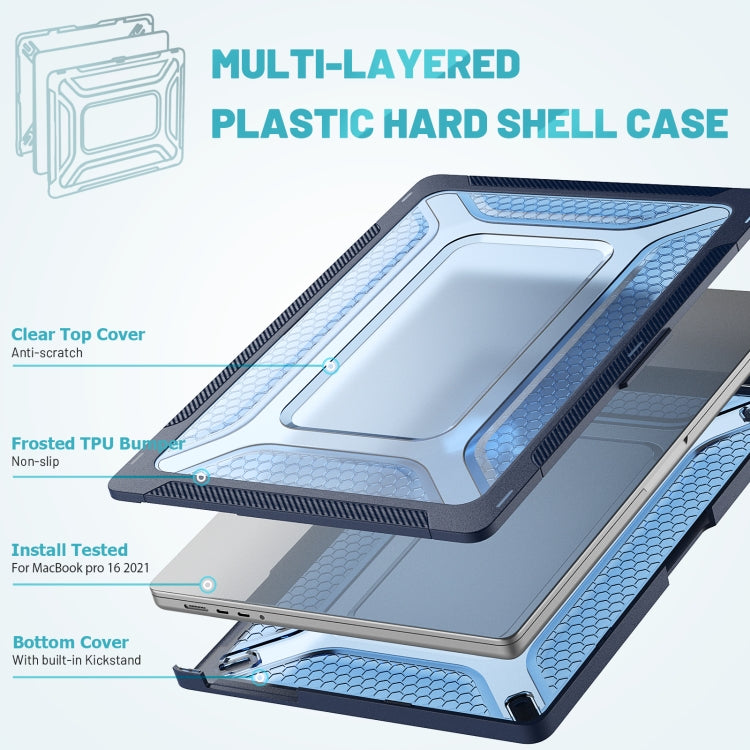 PC + TPU Honeycomb Laptop Protective Case For MacBook Pro 16.2 inch A2485 2021(Sapphire Blue)