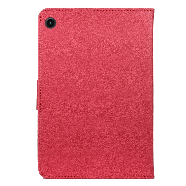 For Samsung Galaxy Tab A8 10.5 2021 X200 / X205 Butterfly Flower Embossing Pattern Leather Tablet Case(Magenta)