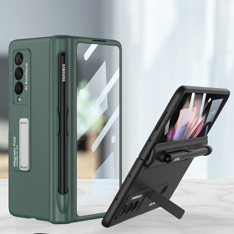 For Samsung Galaxy Z Fold3 5G GKK Integrated Magnetic Full Coverage Phone Flip Case with Pen Slot(Mist Gold)