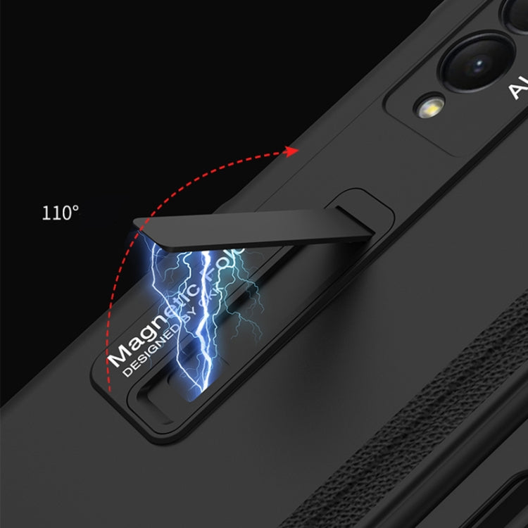 For Samsung Galaxy Z Fold3 5G GKK Integrated Magnetic Full Coverage Phone Flip Case with Pen Slot(Dark Night Green)