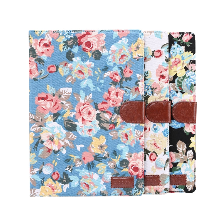 For Samsung Galaxy Tab A8 10.5 2021 X200 / X205 Flower Cloth Leather Smart Tablet Case(Black) - Other Galaxy Tab PC by PMC TechLife | Online Shopping South Africa | PMC TechLife