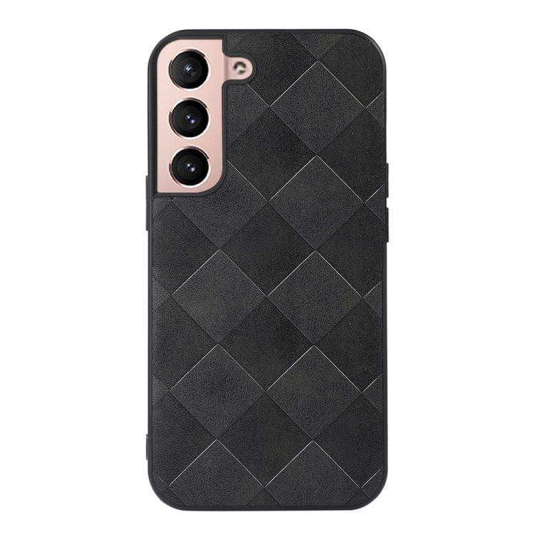 For Samsung Galaxy S22+ 5G Weave Plaid PU Phone Case(Black)