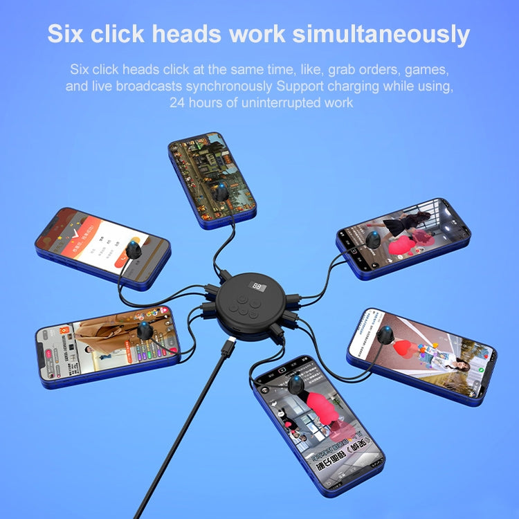 G30 Universal Digital Display Like Device Mobile Phone Automatic Screen Clicker, Style:One Machine with Six Head(Black) - free shipping - PMC Jewellery - Order now!