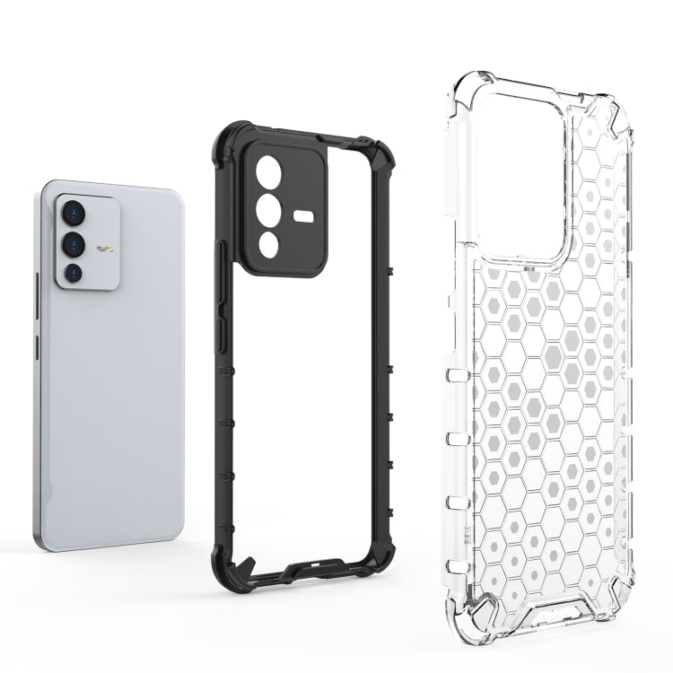 For vivo S12 / V23 5G Shockproof Honeycomb PC + TPU Phone Case(Black)
