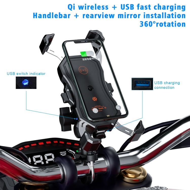 WUPP CS-1288A1 Wireless Charging + Wired Charging One-button Retractable Mobile Phone Stand(Black) - free shipping - PMC Jewellery - Order now!