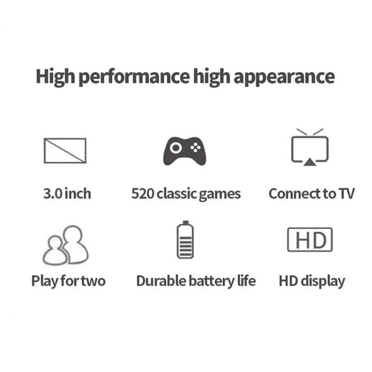 S8 3.0 inch Screen Classic Handheld Game Console Built-in 520 Games(Army Green)
