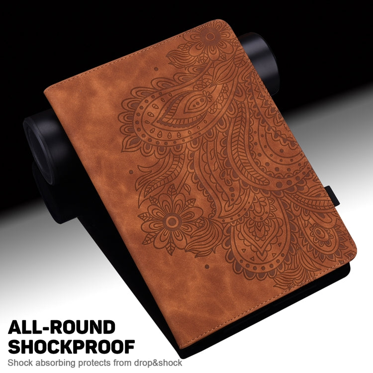 Peacock Embossed Pattern TPU + PU Leather Smart Tablet Case with Sleep / Wake-up For iPad 10.2 2019 / Pro 10.5 inch(Brown)