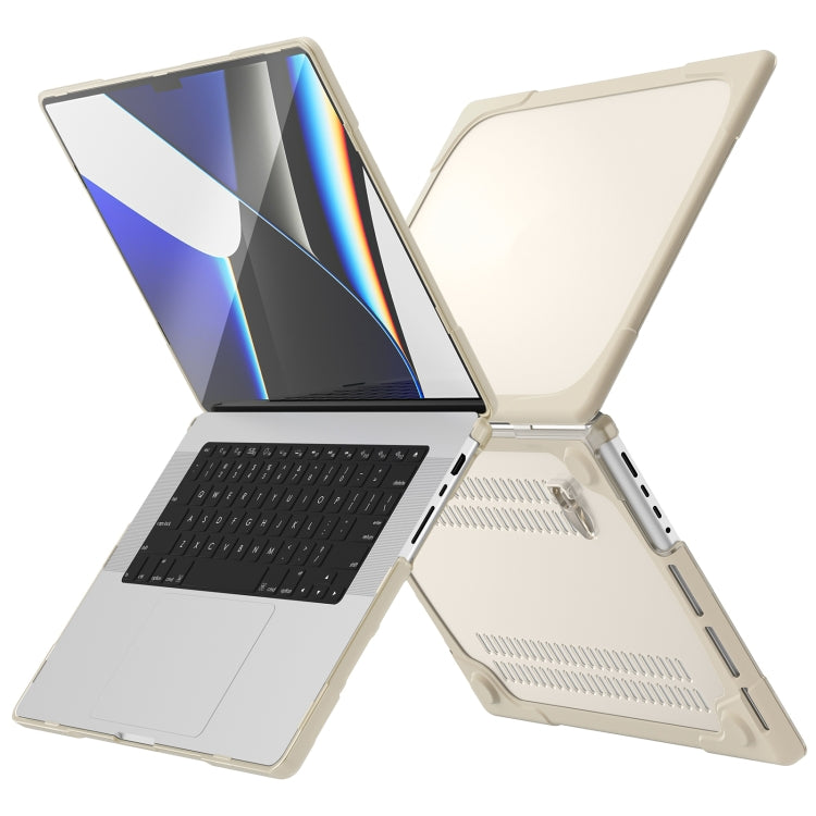 TPU + PC Two-color Anti-fall Laptop Protective Case For MacBook Pro 16.2 inch A2485 2021(Khaki)