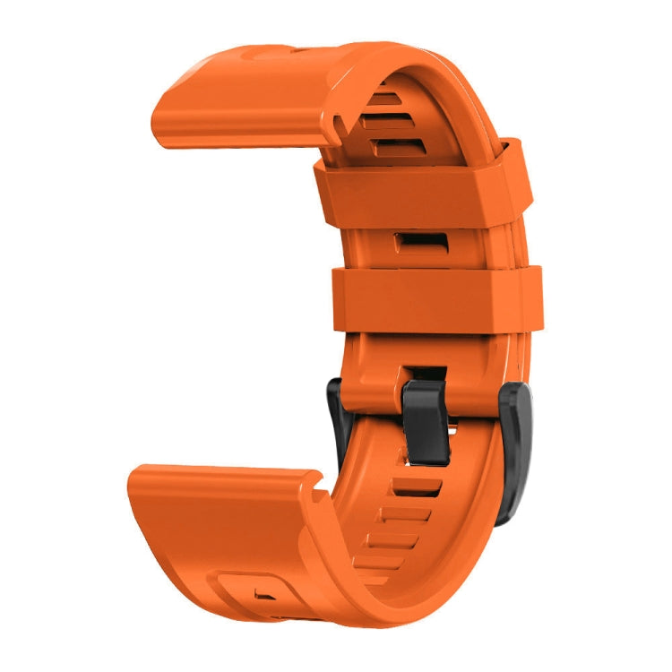 Compatible with Garmin Fenix 7X / 6X / 5X 26mm Black Buckle Silicone Watch Band(Orange)