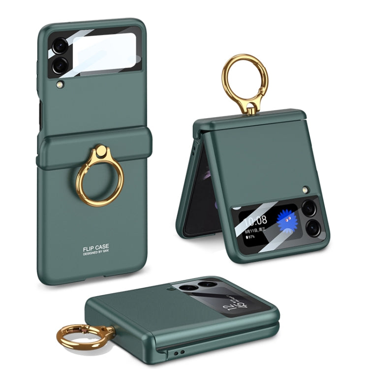 For Samsung Galaxy Z Flip3 5G GKK Magnetic Hinged Flip Case with Ring Holder(Forest Green)