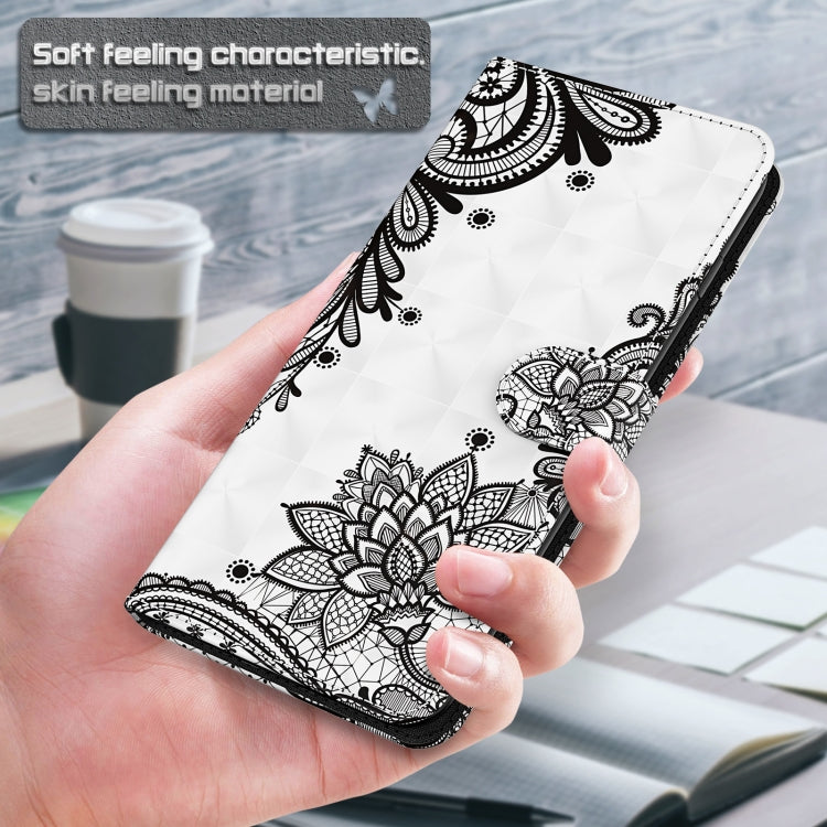 For Samsung Galaxy A13 4G 3D Painting Pattern TPU + PU Leather Phone Case(Diagonal Black Flower)