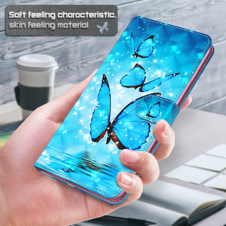 For Samsung Galaxy S22 5G 3D Painting Pattern TPU + PU Leather Phone Case(Three Butterflies)