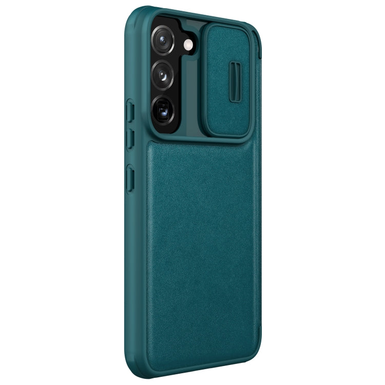 For Samsung Galaxy S22+ 5G NILLKIN QIN Series Pro Sliding Camera Cover Design Leather Phone Case(Green)